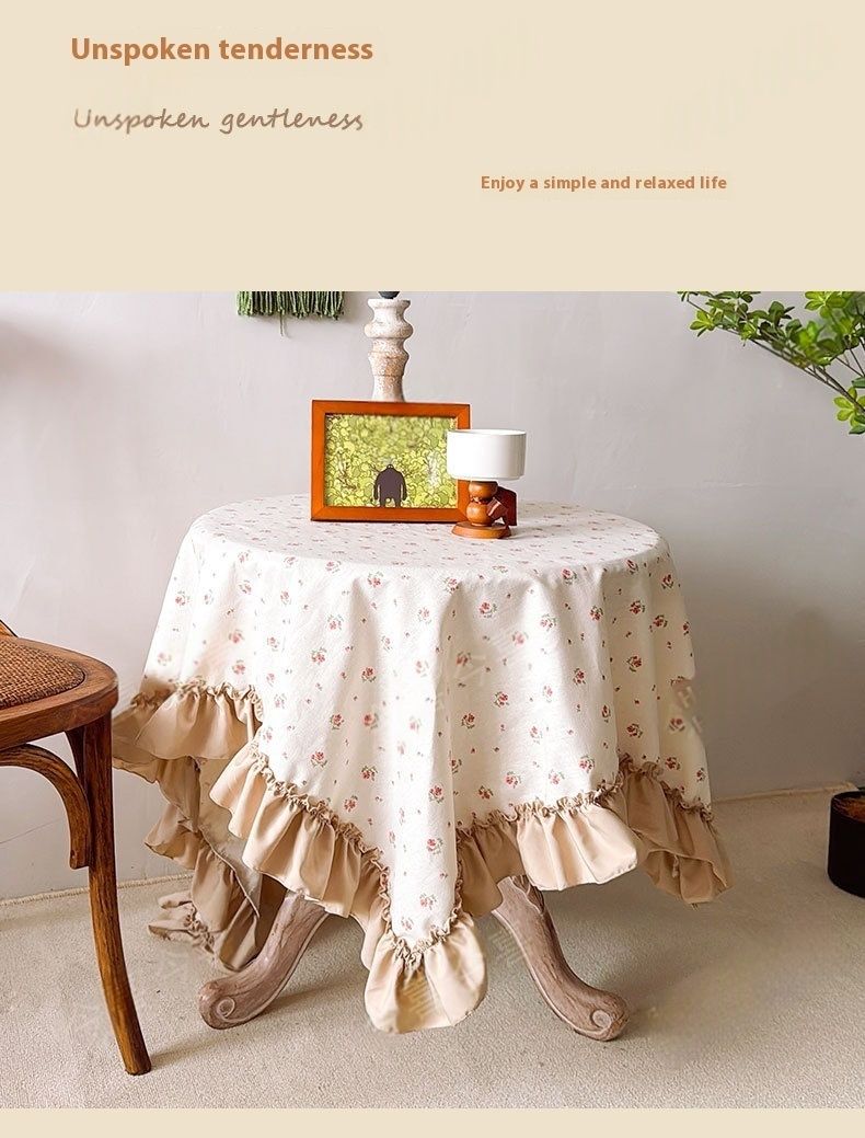 Tovaglia smerlata con fiori di ciliegio - Copritavolo quadrato in poliestere per tavoli da pranzo e da caffè, in beige/marrone, decoro floreale_voghion.com