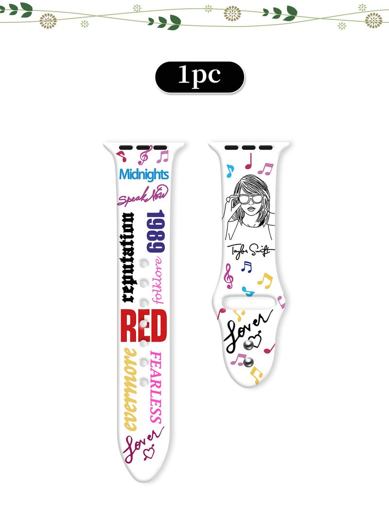 Hot-selling Taylor Swift Printed Silicone Watch Straps, Suitable For Apple 38/40/41, 42/44/45/49 Watch Straps, Halloween And Christmas Gifts_voghion.com