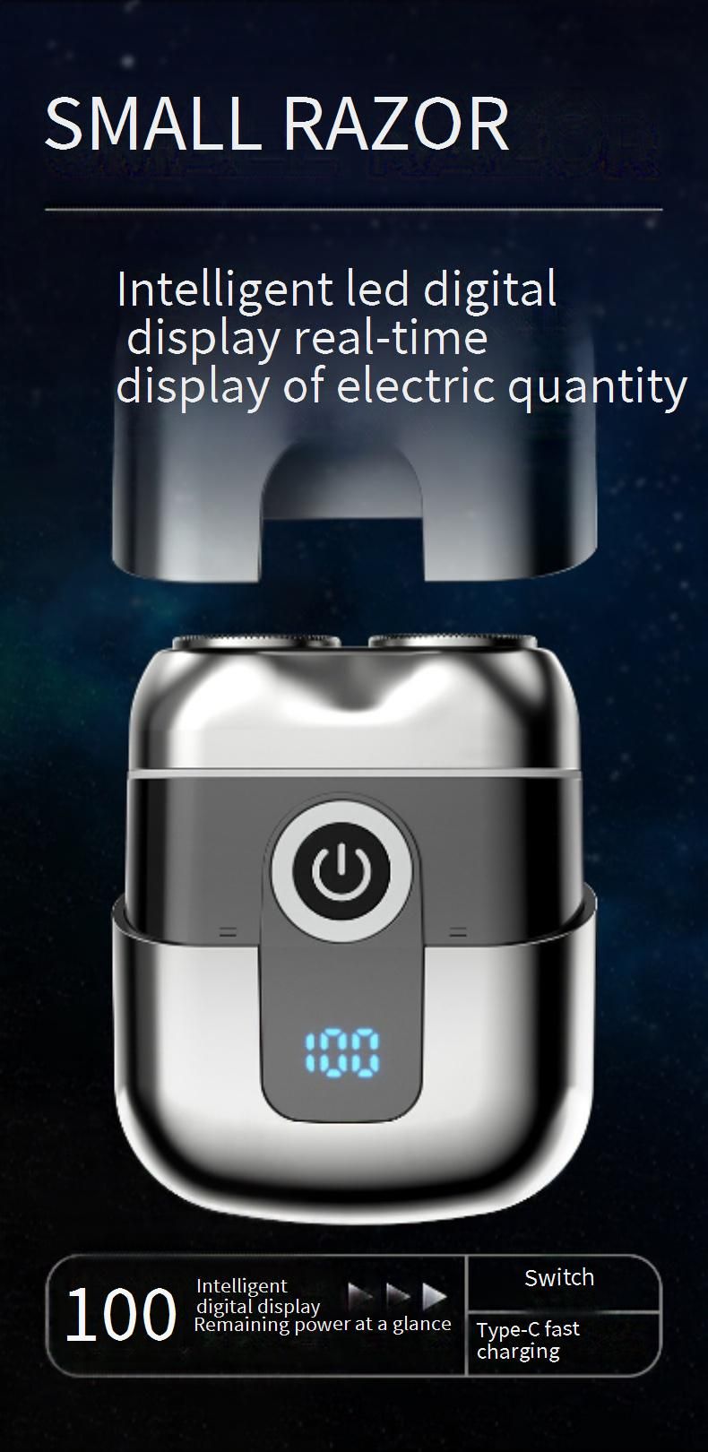 【Rasoir électrique YEXIN Premium pour hommes】- Rasoir rotatif rechargeable avec têtes flottantes magnétiques, étanchéité IPX7, affichage LED,_voghion.com