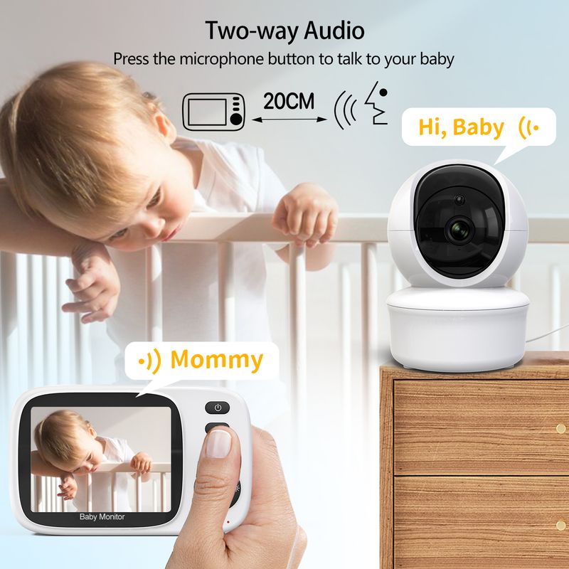 Wireless Video Baby Monitor Baby Care Monitor With Lullabies Auto Night Vision Two Way Intercom Temperature Monitoring Ba_voghion.com