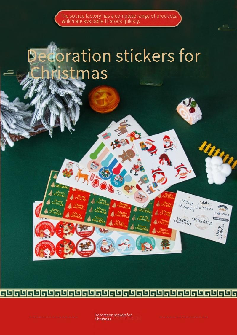 Festive Christmas Sticker Labels For Baking Packaging - Santa Claus & Reindeer Themed Round Seal Stickers_voghion.com