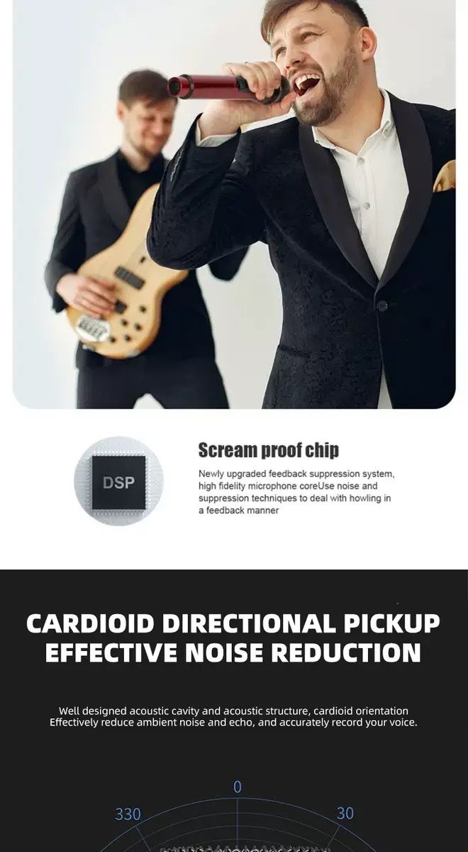 2000mAh UHF Dual Handheld Mic Rechargeable Wireless Microphone Set With Rechargeable Receiver For Karaoke Wedding Party_voghion.com