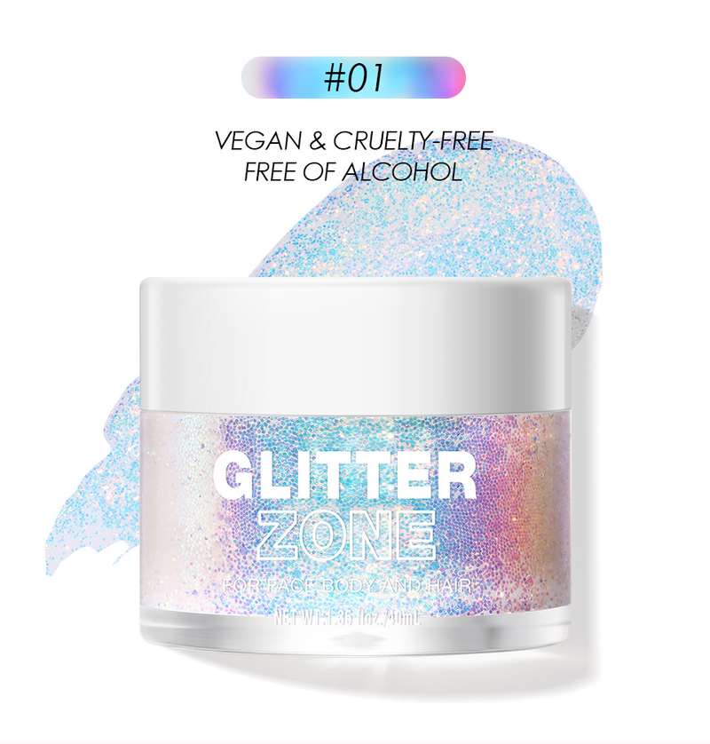Holografische Body Glitter Gel Ultrafijne glittergel voor gezichtshaar en lip, kleurveranderende glitter Langdurige waterdichte laserglittergel_voghion.com