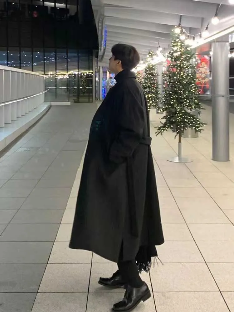 Herren 2022 Herbst Winter Extra Langer Woll-Trenchcoat Marke Männer Kaschmir Lose Beiläufige Einreihige Mantel Männlich_voghion.com