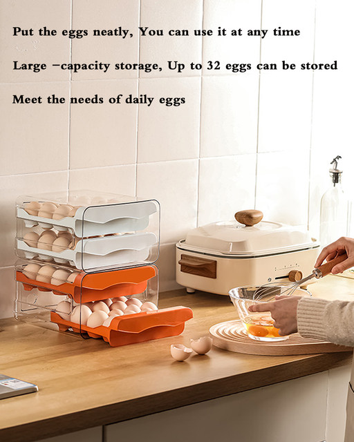 Refrigerator Egg Storage Organizer Egg Holder for Fridger 2-Layer Drawer Type Stackable Storage Bins Clear Plastic Egg Holder_voghion.com