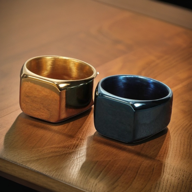 Punk per uomo, gioielli da uomo in stile business di alta gamma, anello in argento massiccio quadrato liscio, anello per indice alla moda_voghion.com