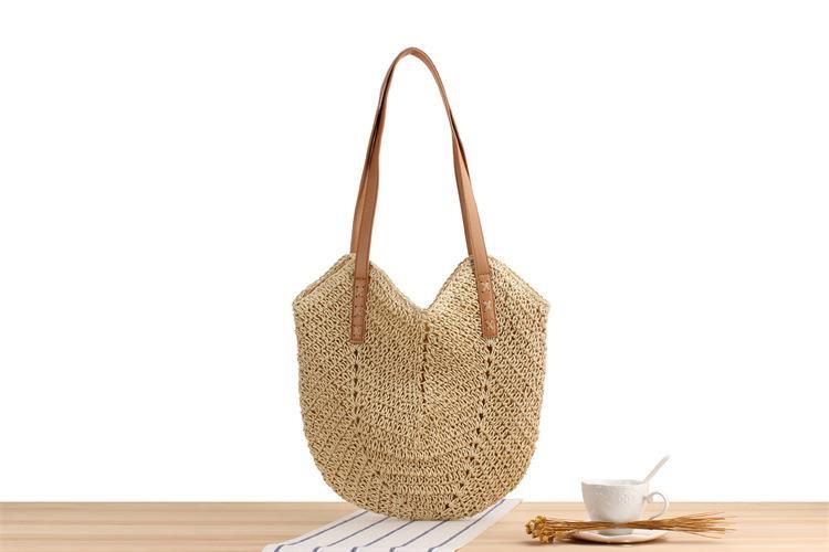 Borsa in tessuto moda borsa a tracolla singola borsa da donna borsa in paglia corda di carta borsa da spiaggia vacanza zaino a tracolla_voghion.com
