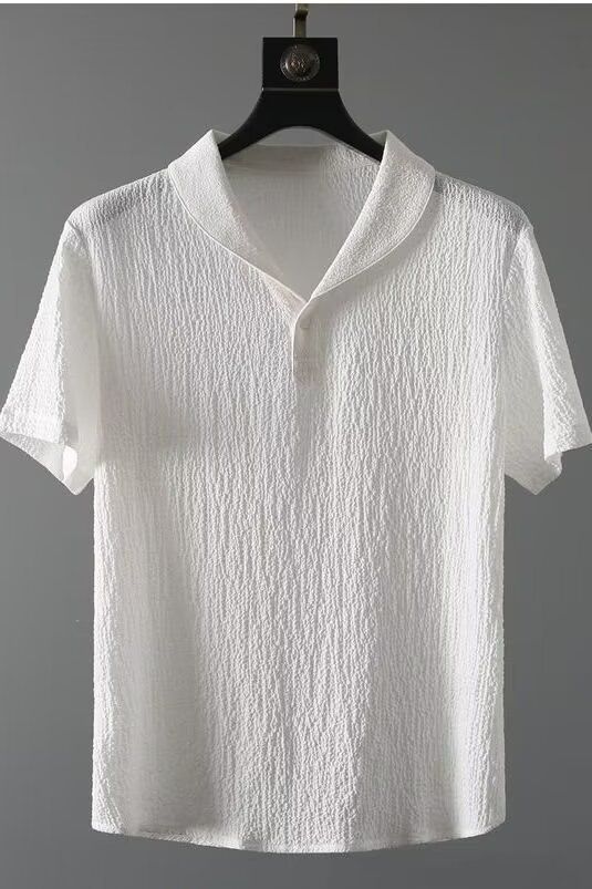 Men's Clothing 24 Summer Ultra-thin Half Sleeve Ice Silk Linen Suit Men's Cotton And Linen Two-piece Suit_voghion.com
