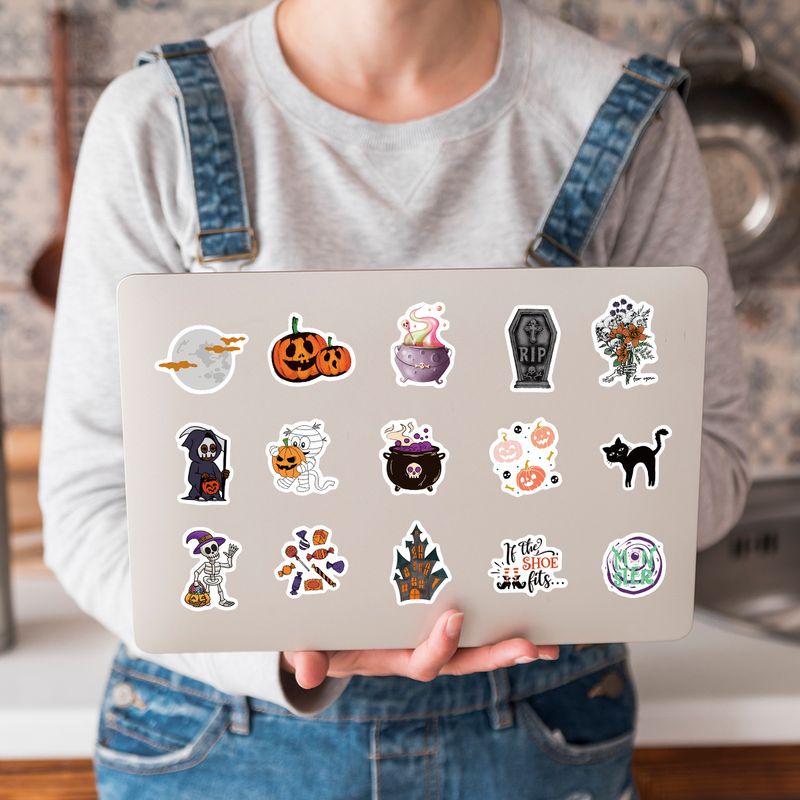 Adesivos 50 Adesivos de Grafite de Halloween em Estilo Nórdico Adesivos de Decoração para Copos de Água e Bagagem Adesivos de Papelaria_voghion.com