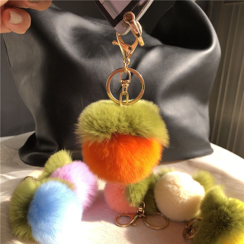 Mini ins Real Rex Rabbit Hair Mini Persimmon Portachiavi per auto Ciondolo Carino Peluche Palla Palla Borsa Decorazione appesa_voghion.com