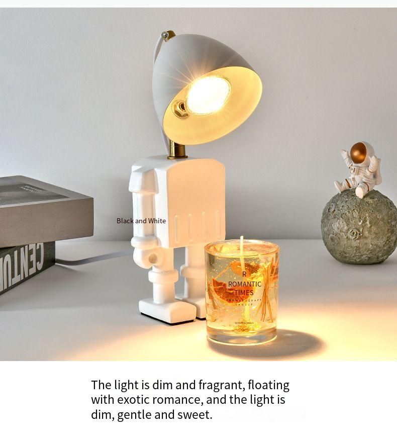 Creative Robot Resin Wax Table Timer Dimmable Bedroom Aromatherapy Bedside Hot Melt Lamp Candle Melting_voghion.com