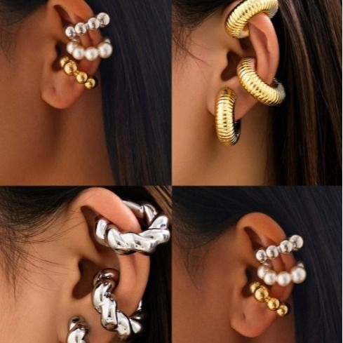1 Piece 3 Pieces Set Elegant U Shape Plating Alloy Ear Cuffs_voghion.com