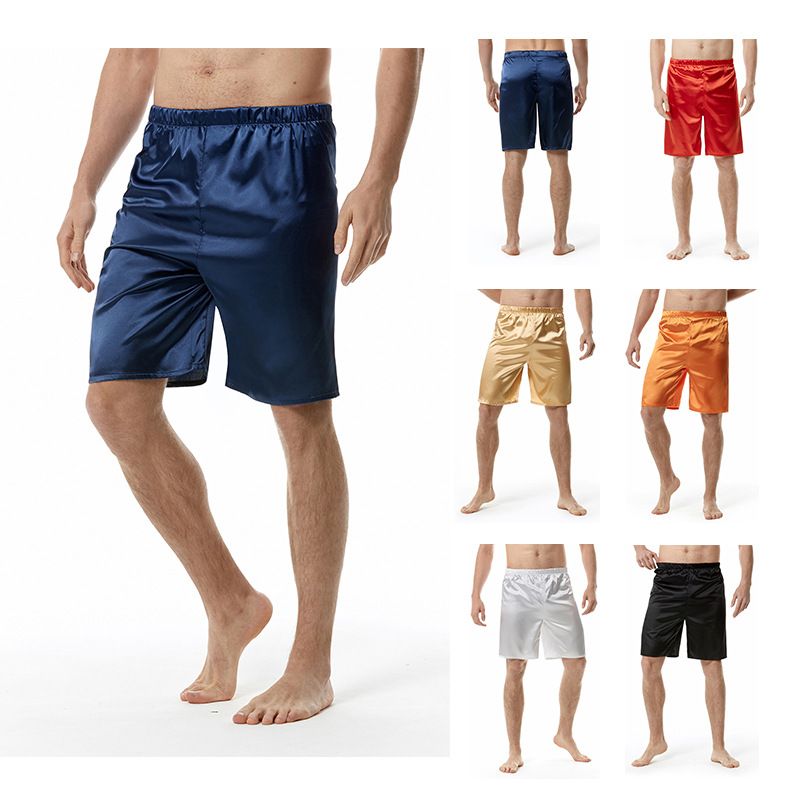 Premium Products Fengxia New Solid Color Sleeper For Men, European Silk Shorts, Large Size Beach Pants_voghion.com