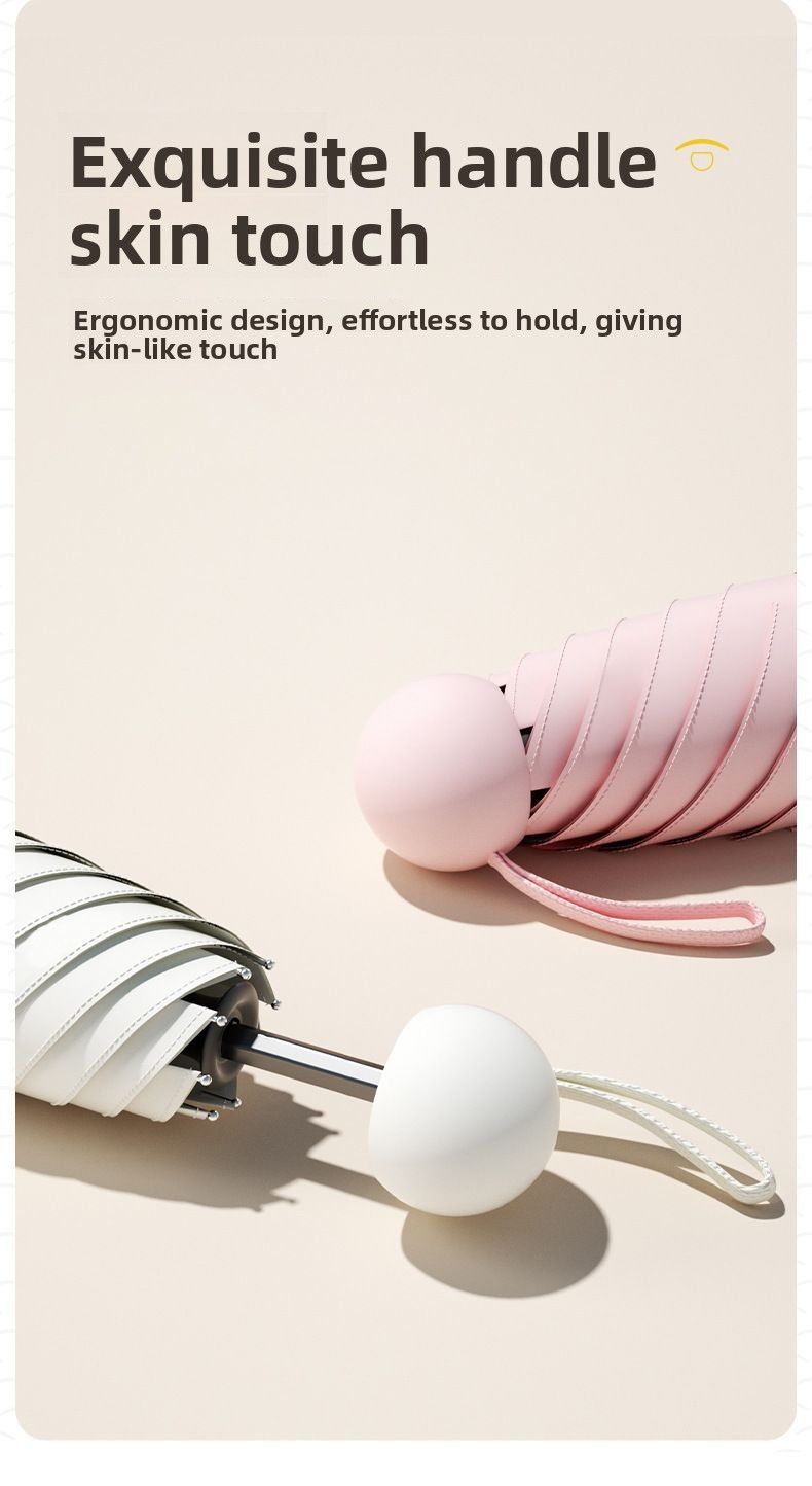 Pocket Capsule Women, Professional UV Protection, Portable, Dual-use For Sun And Rain, Foldable Umbrella With High-end_voghion.com