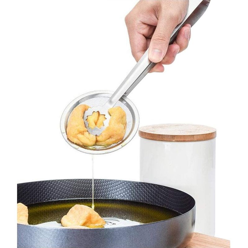 Tool Filter Mesh Cooking Stainless Tongs Spoon Oil Clip 2 In Gadget Tool Skimmer With Oil Fry Frying 1 Strainer Steel_voghion.com