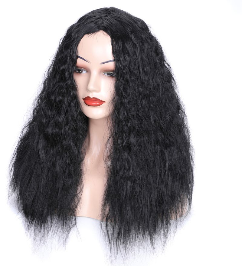Matte realistic corn perm long curly hair wig head wool curl middle long hair wig head fluffy curly hair wig_voghion.com