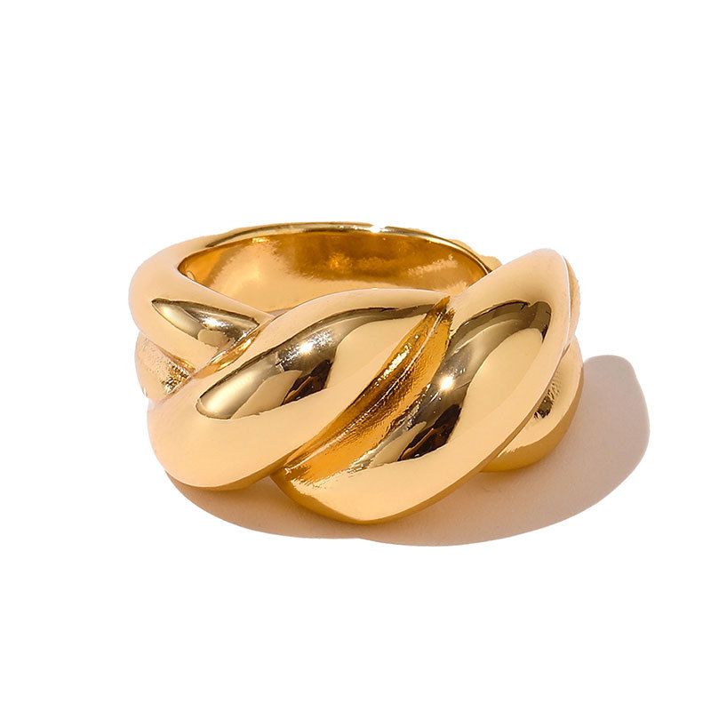 Heavy metal color preserving love ring copper plated with K real gold stacking fashion irregular texture retro ring_voghion.com
