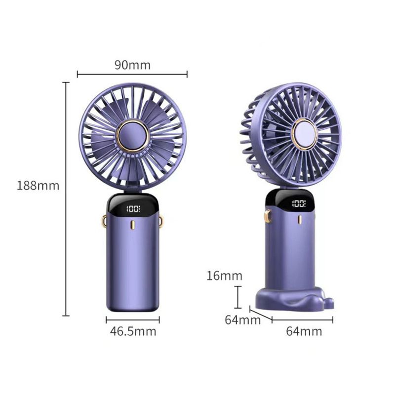 N15 Handheld USB Mini Portable Foldable Rechargeable Neck Hanging Digital Display Desktop Small Electric Fan_voghion.com