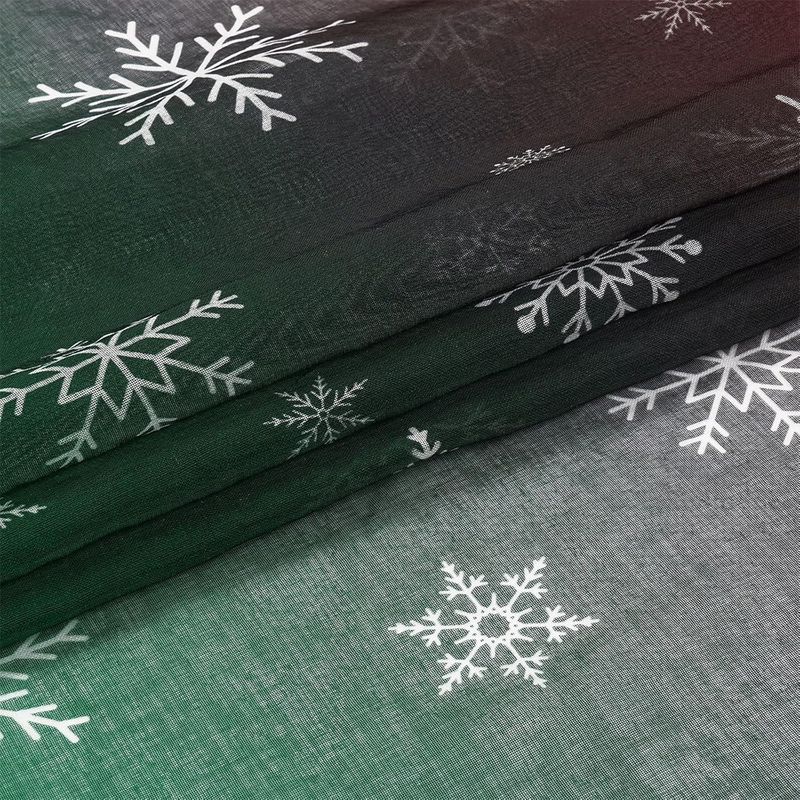 Curtains Christmas Snowflake Sheer Curtains Colorful Digital Print Voile Window Drapes With Ring Top Ready To Hang_voghion.com