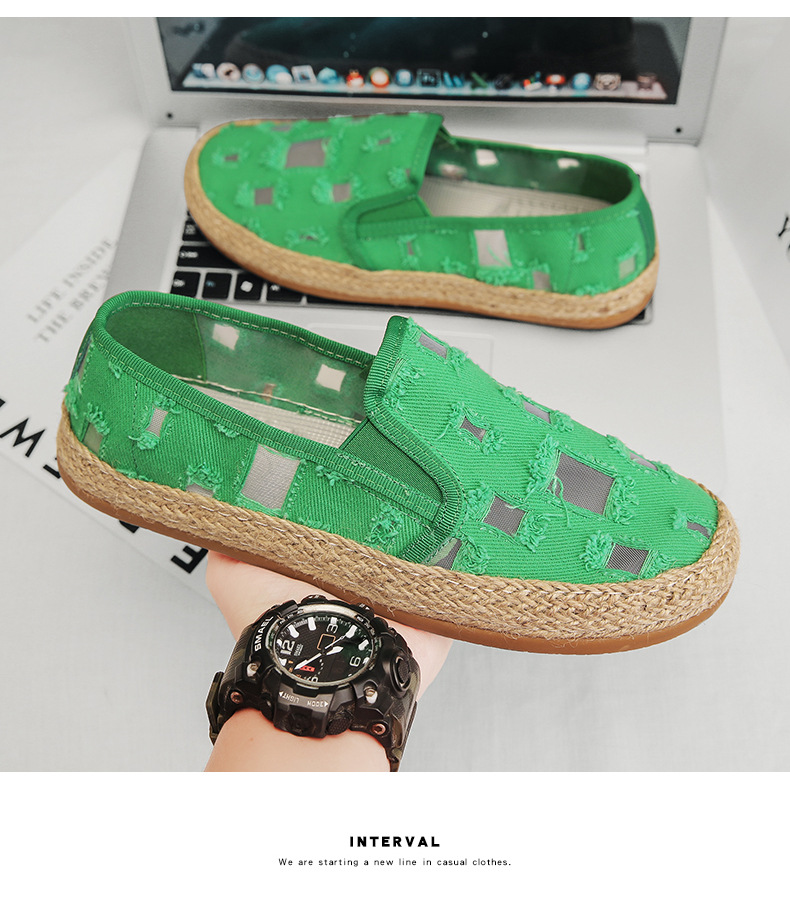 2023 New Hollow Out Breathable Fisherman Shoes Slip-on Slip-on Loafers Casual men's shoes one piece dropshipping L5311_voghion.com