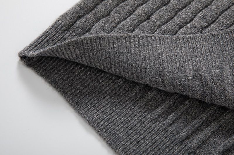 Maglione da uomo in maglia a trecce spesse - Modello a collo alto con cerniera per l'inverno (grigio/nero/blu navy/verde/kaki, M-3XL)_voghion.com