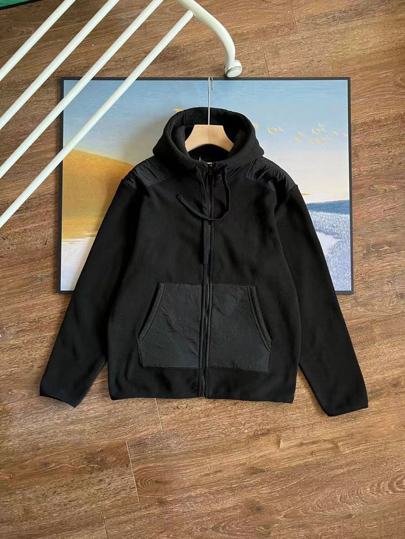 Giacca in pile con cerniera e cappuccio sportivo casual autunno 2024_voghion.com