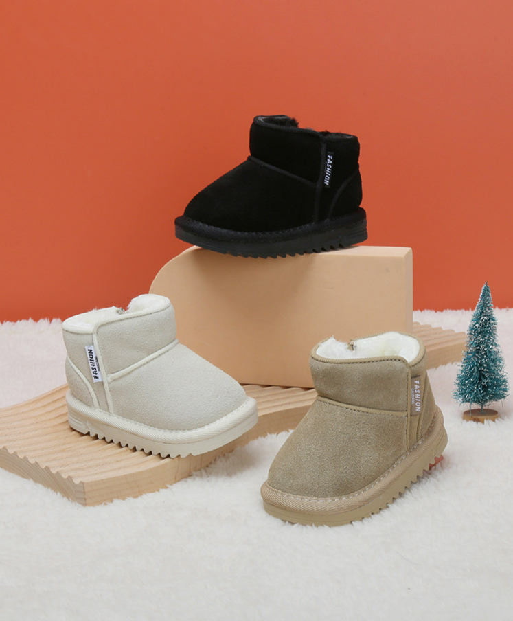 Stivali da neve per bambini Stivaletti da ragazzo tinta unita in cotone invernale per neonate con scarpe in pile_voghion.com