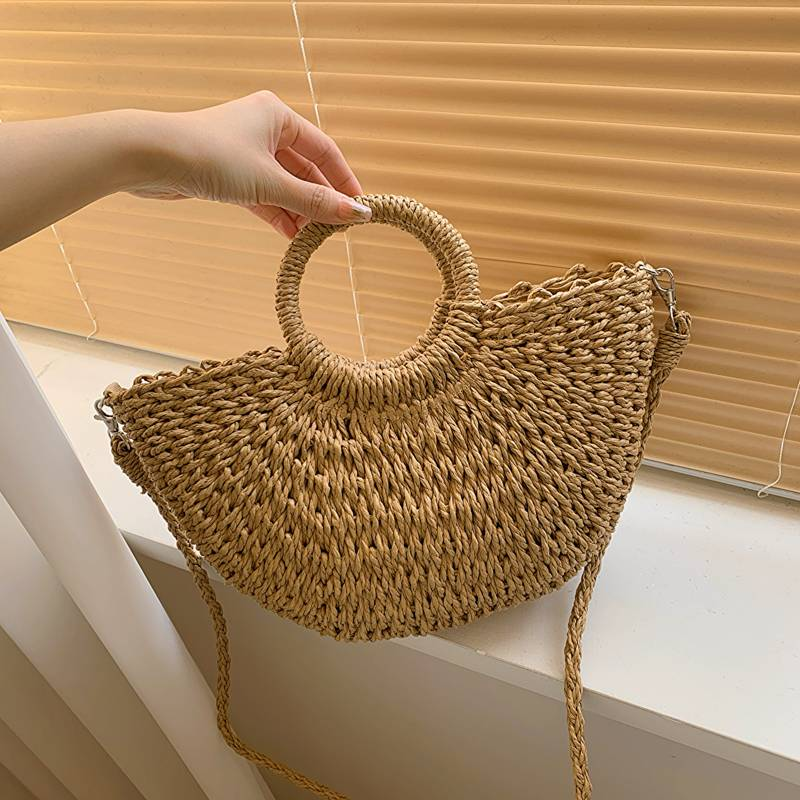 "2024 Borsa da spiaggia / borsa da campeggio in paglia squisita in stile coreano da donna nuova"_voghion.com