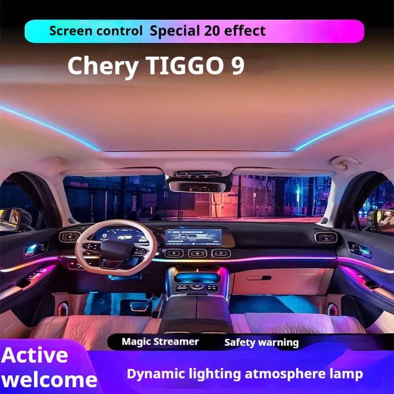 Chery Tiggo 9 luce ambientale, controllo dello schermo originale dell'auto, 29 colori, ritmo musicale, commutazione multicolore, regolazione della luminosità, facile installazione_voghion.com