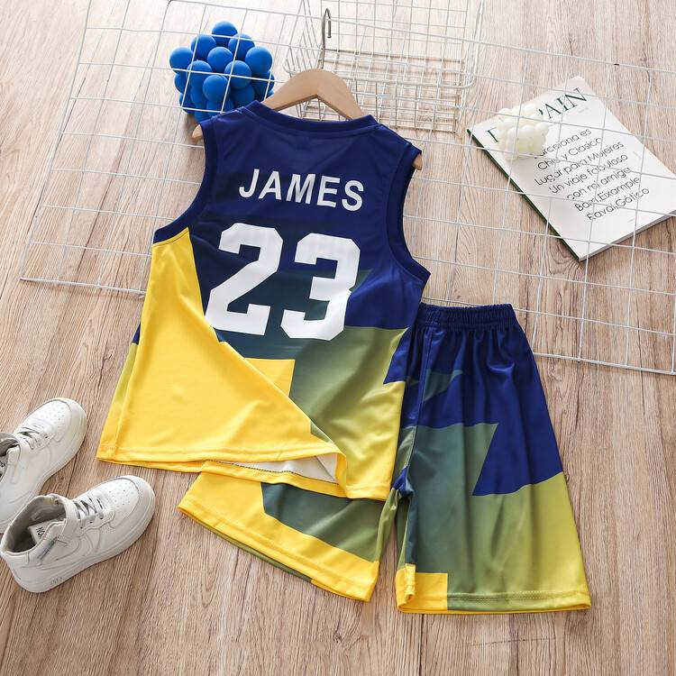 2-piece Letter Printed Sleeveless Top For Young Boys, Casual Shorts Suit Suitable For Comfortable Sportswear In Summer._voghion.com