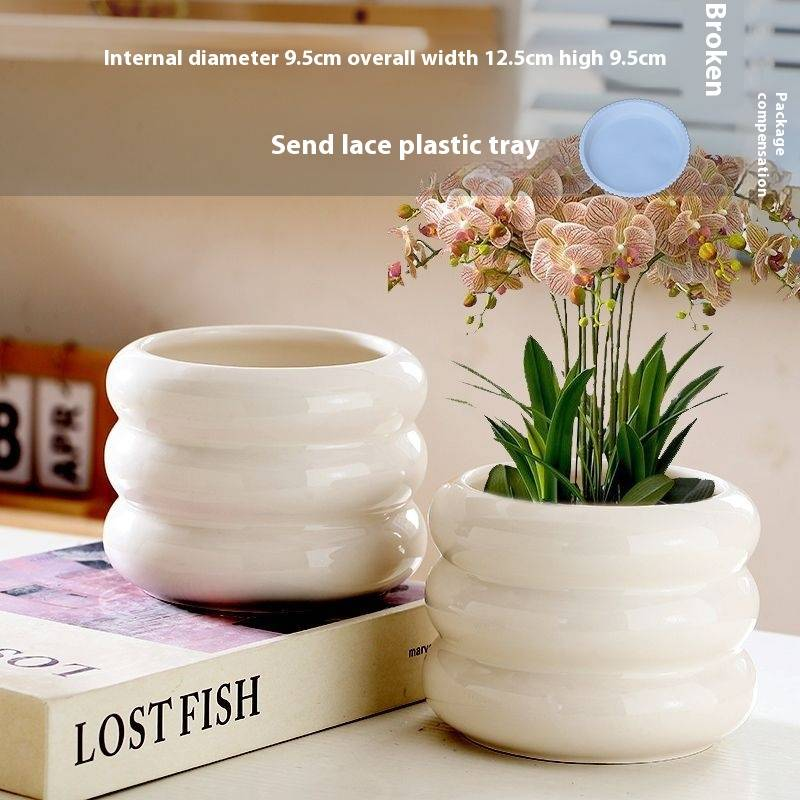 Keramik-Blumentopf mit Untertasse – Stilvolles Wohndekor für Sukkulentenpflanzen – Modernes und elegantes Design_voghion.com