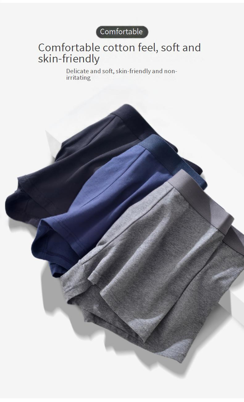 Sous-vêtements pour hommes en coton à fibres longues, sous-vêtements classiques pour hommes, caleçons boxeurs respirants antibactériens taille moyenne en pur coton_voghion.com
