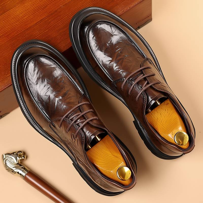 Modische Herrenschuhe im britischen Stil, schwarz, für formelle Anlässe, Derby-Schuhe aus Leder mit Schnürung, britisches braunes Bankettkleid, Hochzeitsschuhe_voghion.com