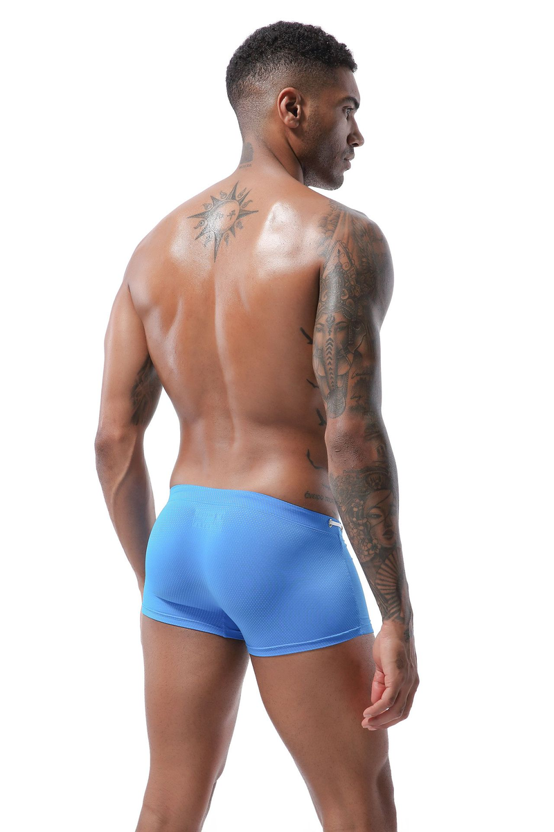 Men's Flat-angle Swimming Trunks, Low-waist Nylon Beach Trunks, Hot Spring Swimming Trunks, Lace-up, Summer_voghion.com