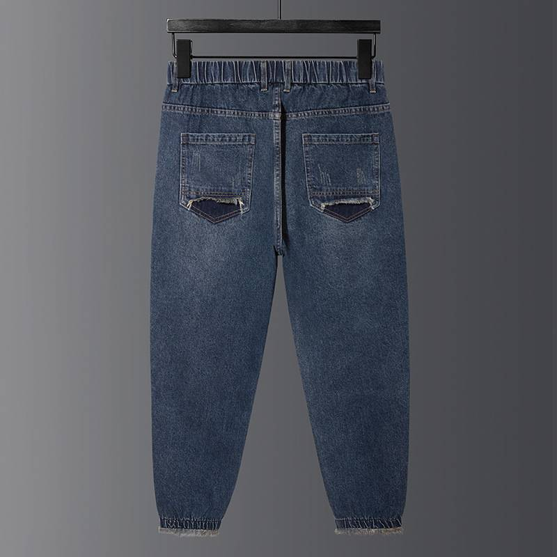 Men's Clothing Plus Size Skinny Jeans Loose Versatile Trousers Elastic Waist_voghion.com
