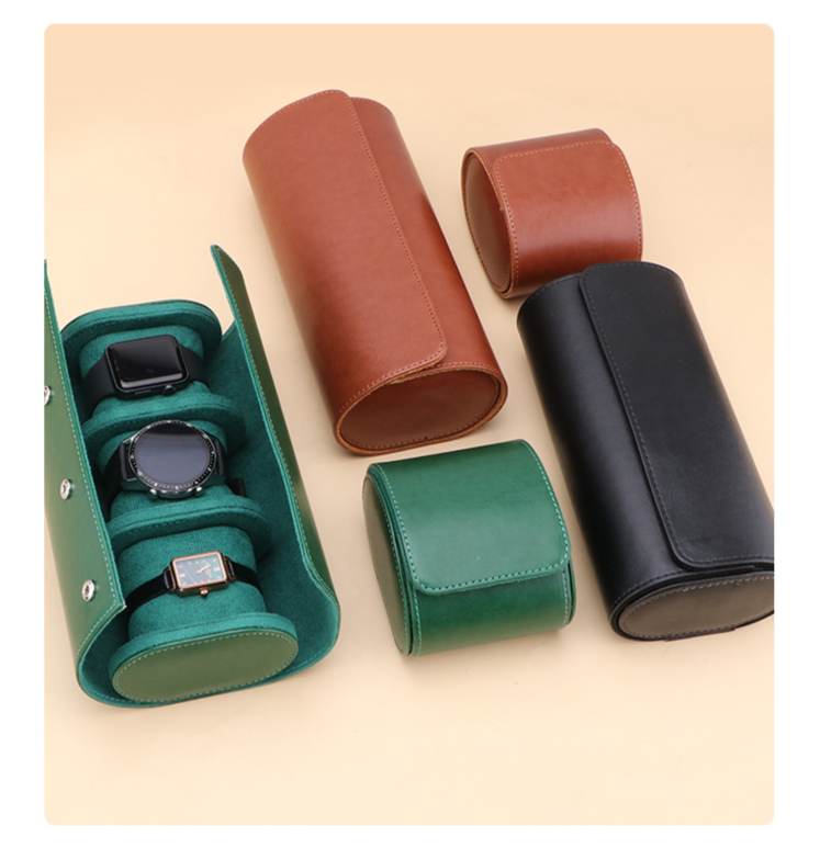 Portable Watch Box High Grade Leather Black Watch Storage Box Dustproof And Drop Proof Multifunctional Portable Watch Bag_voghion.com