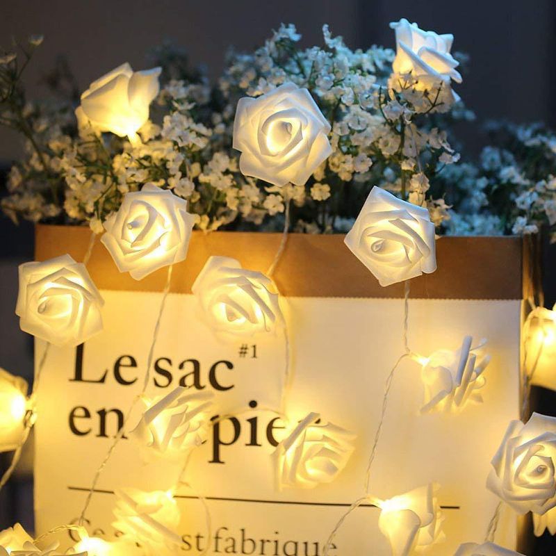 Romantic LED Rose String Lights - Battery/USB Operated, Waterproof IP44, 10-100 LED Simulation Roses For Wedding/Home/Party Decoration_voghion.com