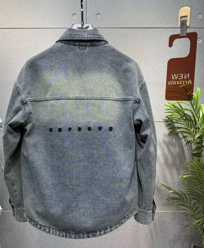 Herren-Jeansjacke im Used-Look – Vintage Washed Hong Kong Style Overshirt (M-3XL, Hellblau)_voghion.com