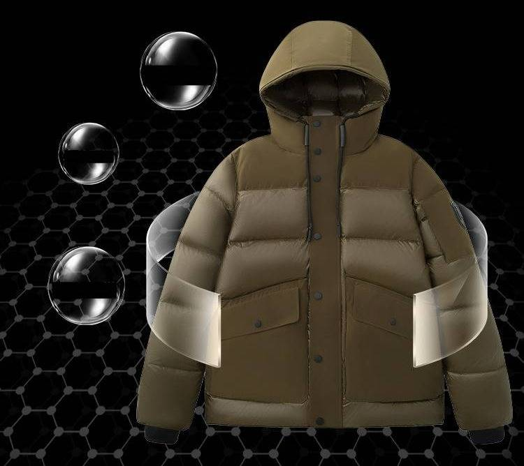 Men's Short Hooded Down Jacket - Business Casual Winter Coat, 650FP Waterproof Nylon Shell, 90% White Duck Fill (S/M/L/XL/XXL)_voghion.com