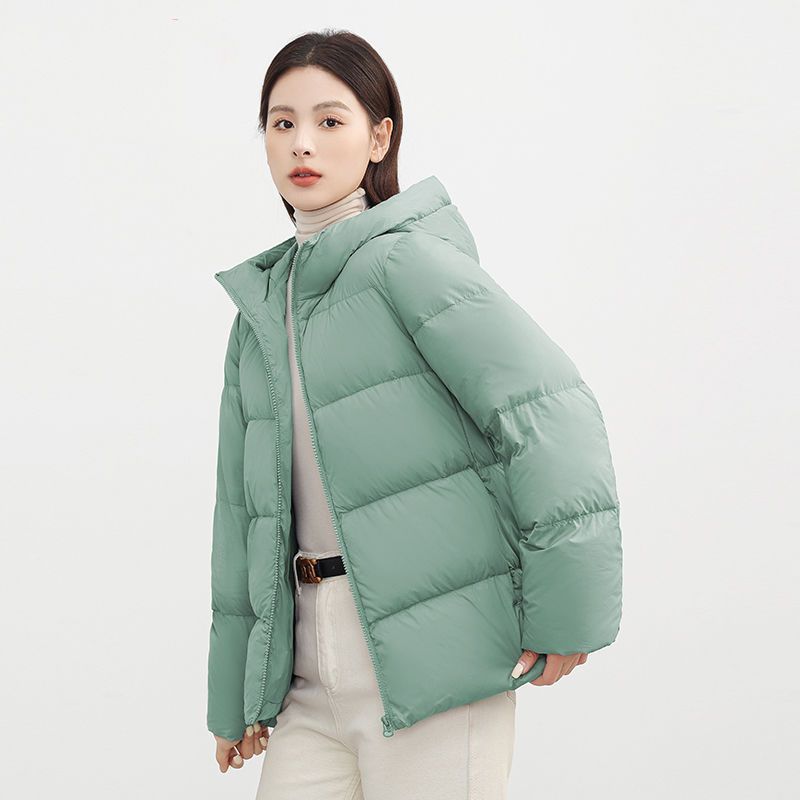 Trendy Cropped Puffer Jacket For Women – 86-90% White Duck Down, Oversized Hooded Design – Lightweight & Warm – M/XL/XXL_voghion.com