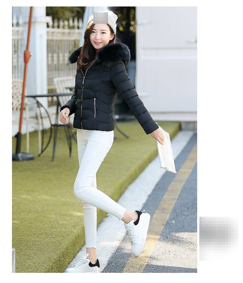 Women's Winter Short Puffer Jacket With Faux Fur Hood, Slim Fit Quilted Coat In 5 Colors (M-XXXL) – Sweet & Warm Korean Style_voghion.com