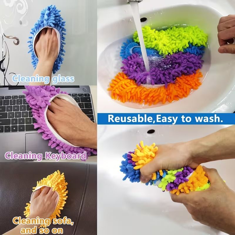 Copriscarpe per la pulizia pigra, scarpe da casa in fibra ultrafine, calzini lavabili e riutilizzabili, strumenti per la pulizia di pavimenti e auto, copri mocio di ricambio per la casa_voghion.com