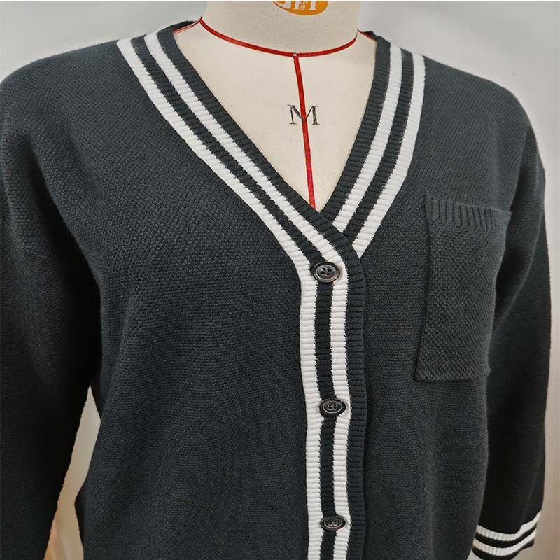 Atmungsaktives Strick-Baseballkleid für Damen im Freien mit Strickjacke – weiches Stretch-Polyester-Mischgewebe, locker sitzende Freizeitsportbekleidung zum Laufen, Yoga und für den Alltag_voghion.com