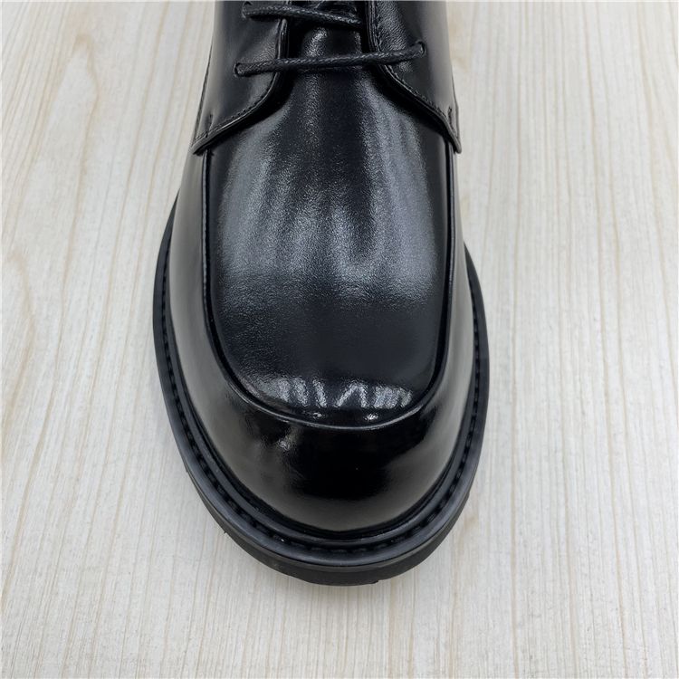Thick Bottom Spring Lace-up Wear-Resistant Business Big Head Leather Shoes_voghion.com