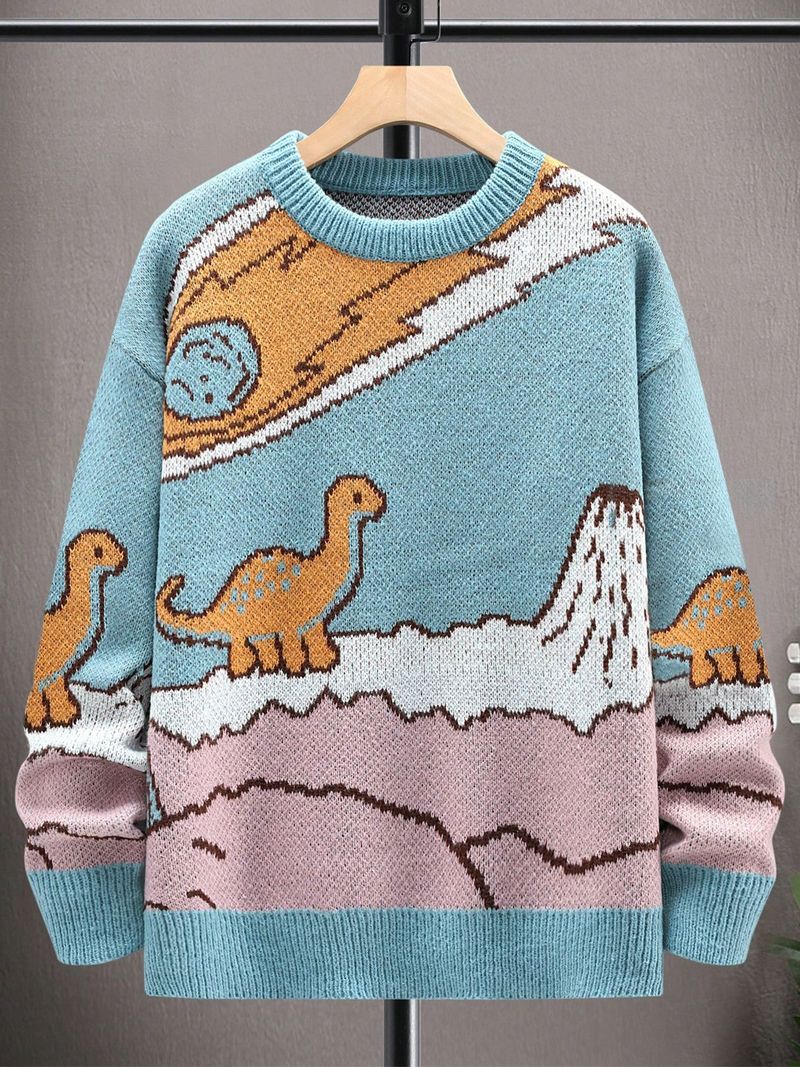 Men's Fashion Knit Sweater Casual Long Sleeve Crewneck Pullover For Streetwear Autumn Winter Comfortable Stretchable Machine Washable_voghion.com