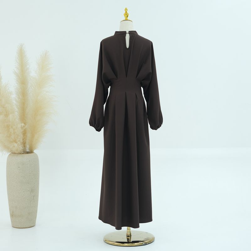 Abbigliamento donna Medio Oriente Turchia Dubai Abito tinta unita con maniche a palloncino Lr728_voghion.com
