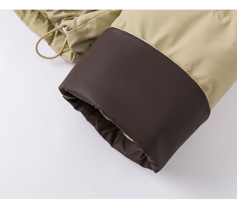 2024 European Knitted Short Down Jacket Women's Winter Fashion Splicing Doll Collar Cotton Coat Trend_voghion.com