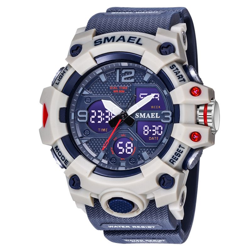 Smael smael orologio da uomo sportivo multifunzionale impermeabile orologio sveglia orologio elettronico di tendenza a doppio display_voghion.com