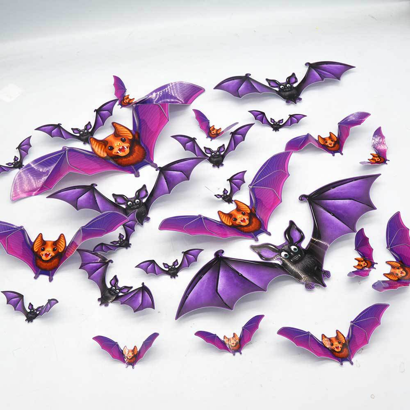 3D Helovīna PET Bat Ghost BOO sienas uzlīme Logu garāžas dekorēšanai liela sienas uzlīme_voghion.com