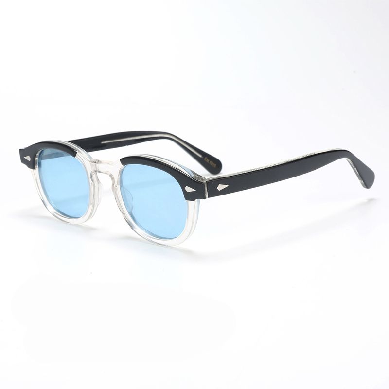Modische polarisierte Sonnenbrille für Herren und Damen im Johnny Depp-Lemtosh-Stil, Retro, runder Acetatrahmen, UV400-Linse, Oculos_voghion.com